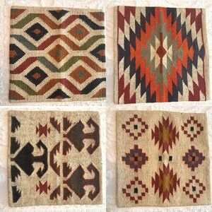 Pillow Covers •Set of 4 •Hand Woven •Wool •Jute •Textured •Brand New •18x18